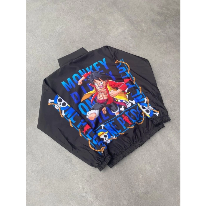 UNİSEX FERMUARLI DİJİTAL BASKILI RÜZGARLİK - SİYAH