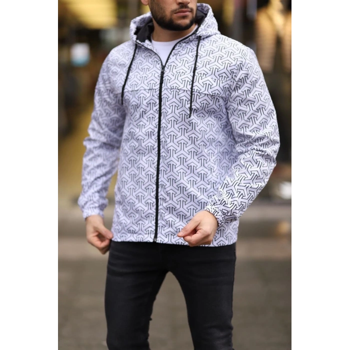 Unisex Kapüşonlu İçi Astarlı Yağmurluk - Beyaz