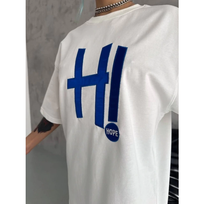 UNİSEX NAKIŞ İŞLEMELİ T-SHİRT - BEYAZ