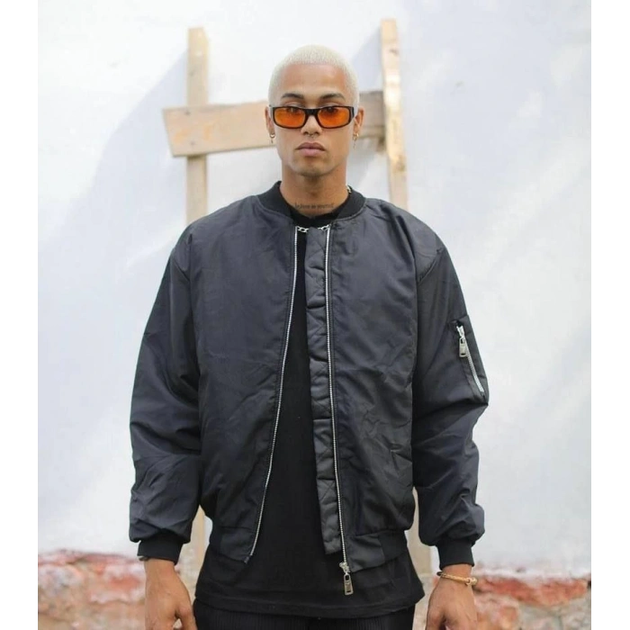 UNİSEX SİYAH BOMBER MONT – SU İTİCİ KUMAŞ, KAPİTONE ASTARLI, FERMUARLI VE GÜNLÜK KULLANIMA UYGUN CEKET- SİYAH