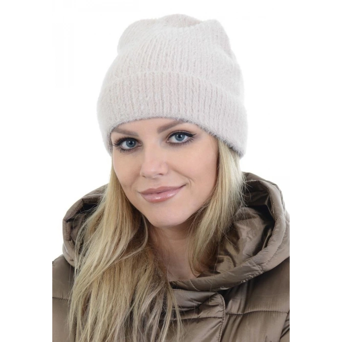 Unisex Tam Kalıp İnce Sakallı Triko Bere - Kırık Beyaz