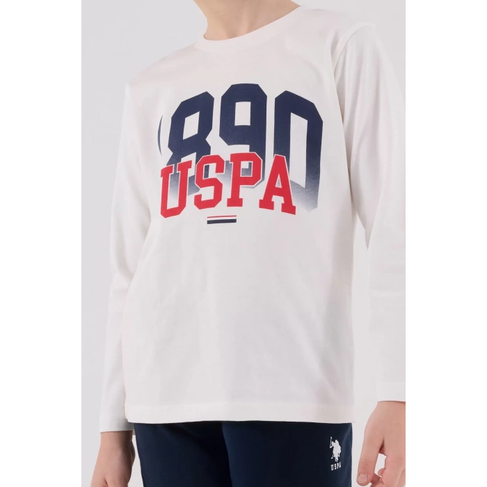U.s. Polo Assn Uzun Kol Pijama Takım Us2203-4 Beyaz