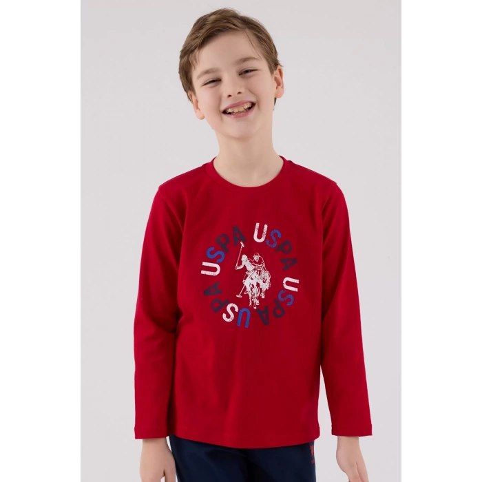 U.s. Polo Assn Uzun Kol Pijama Takım Us2214-4 Kırmızı