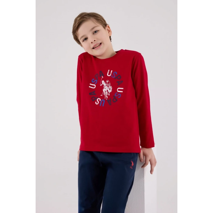U.s. Polo Assn Uzun Kol Pijama Takım Us2214-4 Kırmızı