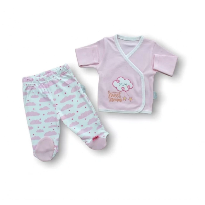 Uykucu Bulut Nakışlı  5Li Zıbın Takımı Hastane Çıkışı Pembe