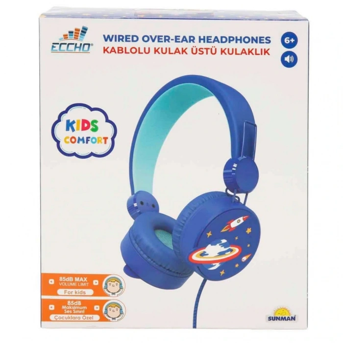 Uzay Desenli Mikrofonlu Kulak Üstü Kulaklık