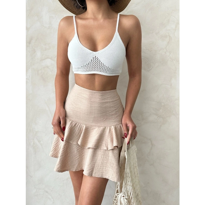 Valonlu fırfırlı etek s24681