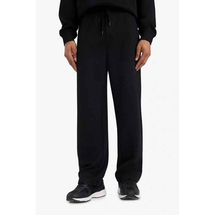 Wide Leg Cepli Geniş Paça Dokulu Eşofman Altı