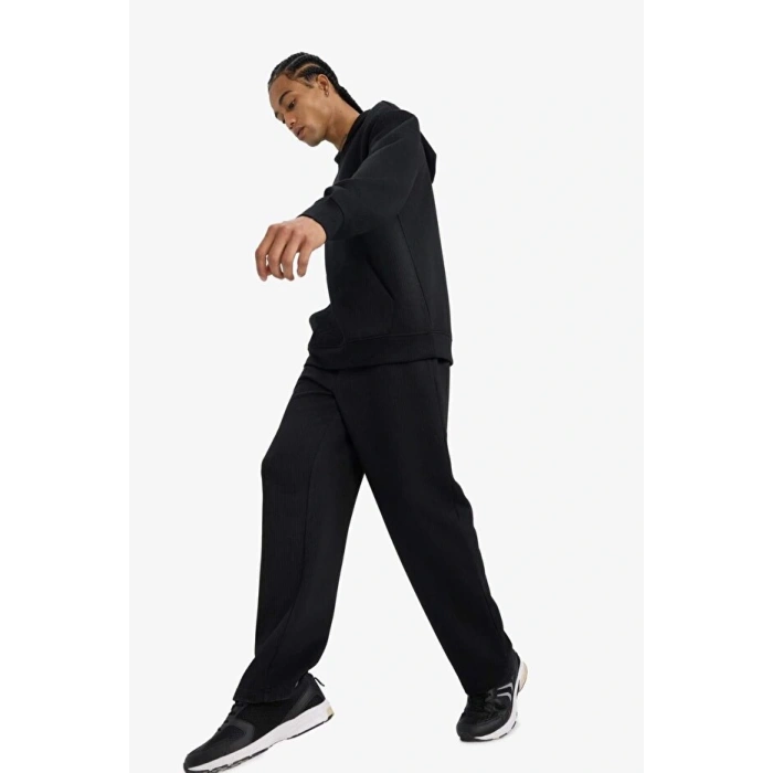 Wide Leg Cepli Geniş Paça Dokulu Eşofman Altı