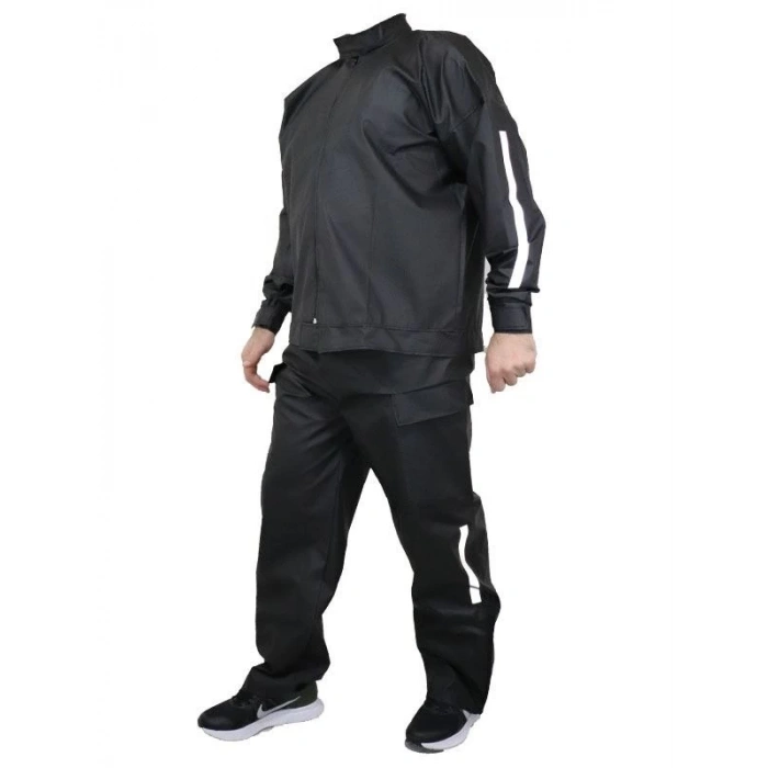 YAĞMURLUK TAKIM (BAHÇIVAN TİPİ ASKILI PANTOLON VE MONT) - SİYAH