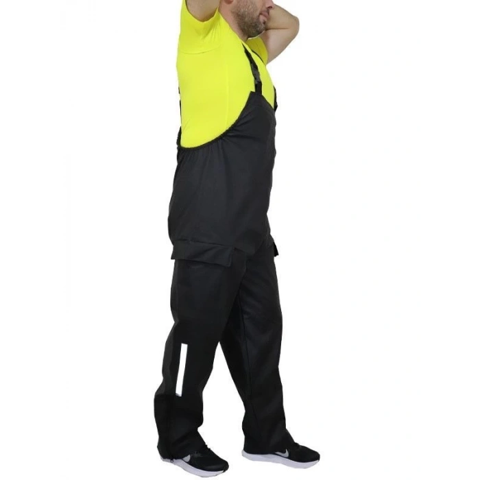 YAĞMURLUK TAKIM (BAHÇIVAN TİPİ ASKILI PANTOLON VE MONT) - SİYAH