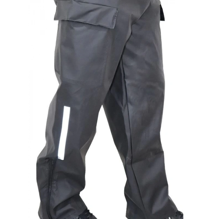 YAĞMURLUK TAKIM (BAHÇIVAN TİPİ ASKILI PANTOLON VE MONT) - SİYAH