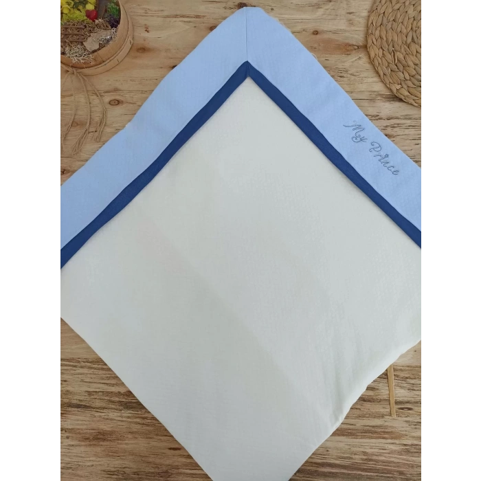 Yenidoğan Bal Peteği My Prince Nakışlı Delüks Kundak Bebek Battaniyesi Mavi