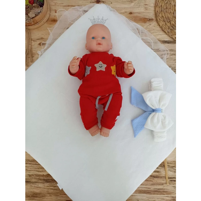 Yenidoğan Bal Peteği My Prince Nakışlı Delüks Kundak Bebek Battaniyesi Mavi