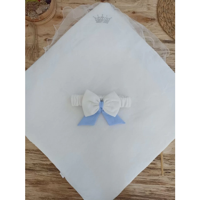 Yenidoğan Bal Peteği My Prince Nakışlı Delüks Kundak Bebek Battaniyesi Mavi