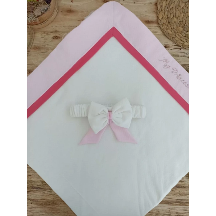 Yenidoğan Bal Peteği My Prince Nakışlı Delüks Kundak Bebek Battaniyesi Pembe