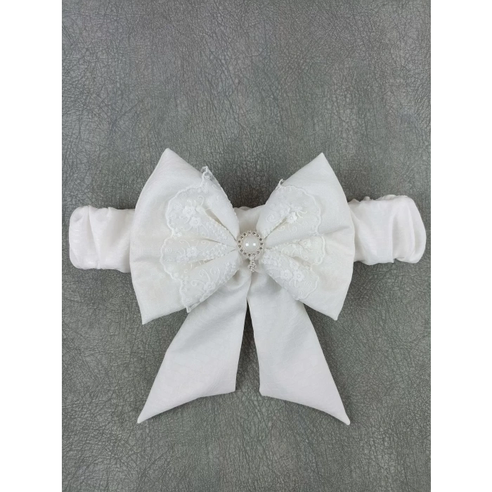 Yenidoğan Bambu Nakışlı Delüks Kundak Bebek Battaniyesi Ekru