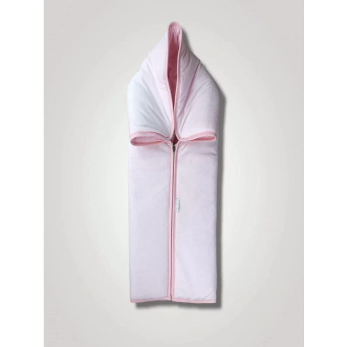 Yenidoğan Düz Renk Fermuarlı Kadife Kumaş Kız Bebek Battaniyesi Pembe