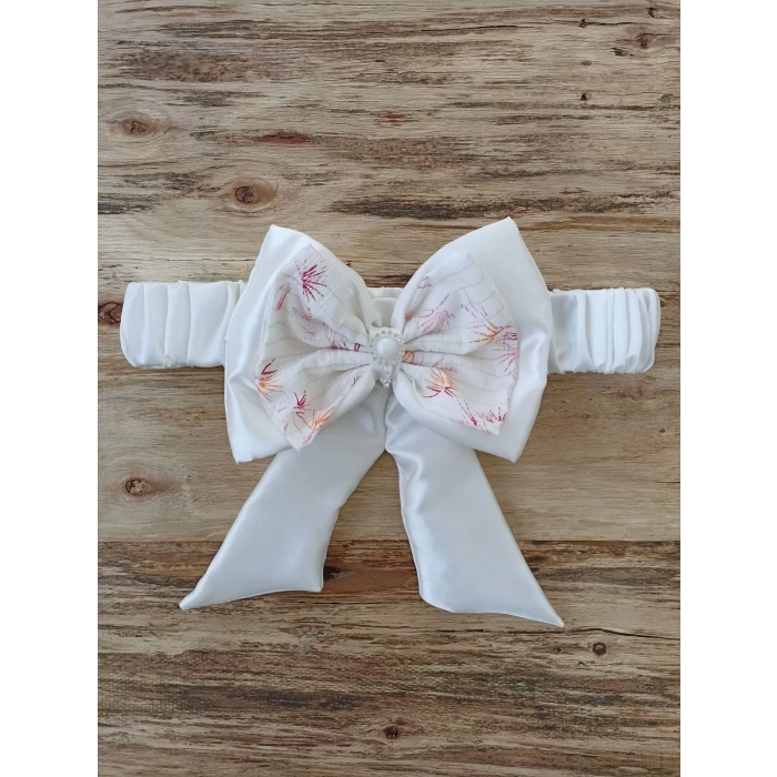 Yenidoğan Hanımeli Desenli Nakışlı Delüks Kundak Bebek Battaniyesi Ekru