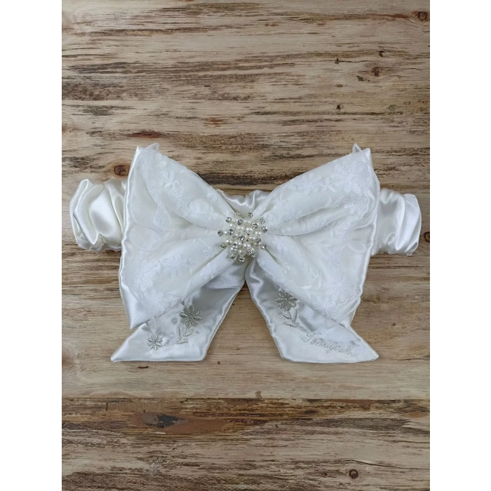 Yenidoğan İpek Venüs Nakışlı Delüks Kundak Bebek Battaniyesi Ekru