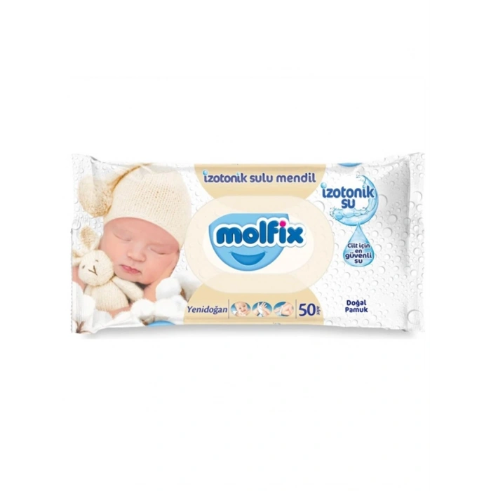 Yenidoğan İzotonik Sulu Doğal Pamuk Islak Havlu Mendil 3Lü 150 Yaprak