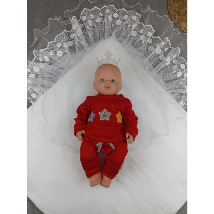 Yenidoğan Kumru Soft Nakışlı Trilüks Kundak Bebek Battaniyesi Ekru