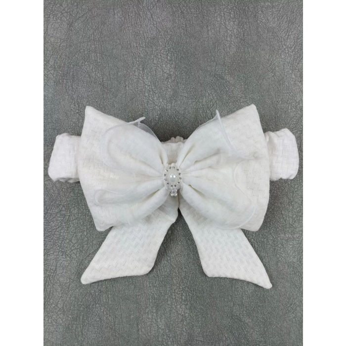 Yenidoğan Kumru Soft Nakışlı Trilüks Kundak Bebek Battaniyesi Ekru