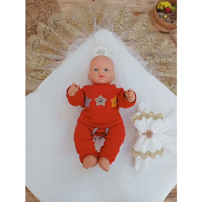 Yenidoğan Pamuk Benim Prensesim Nakışlı Trilüks Kundak Bebek Battaniyesi Ekru