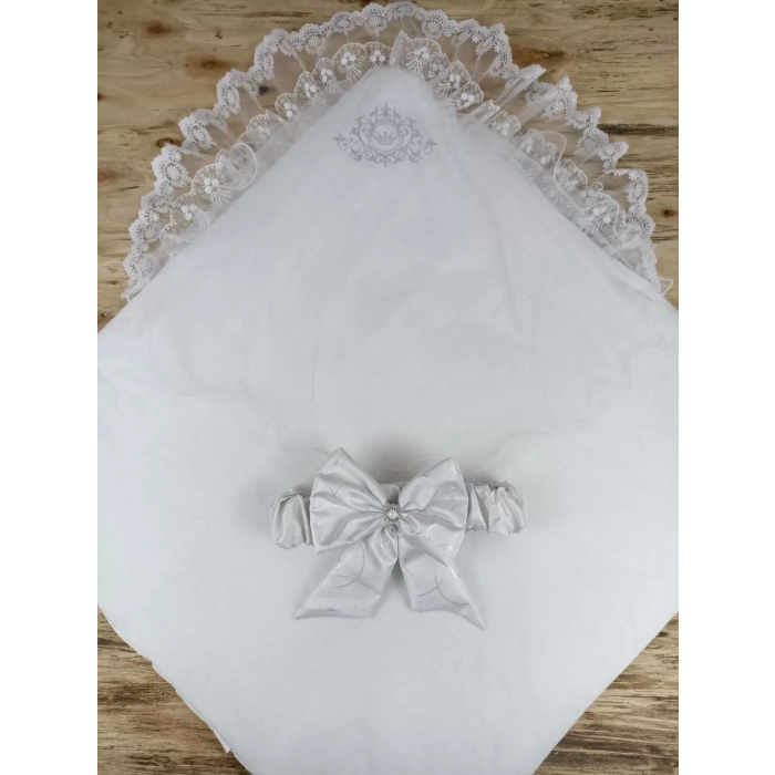 Yenidoğan Pırıltı Nakışlı İnci Delüks Kundak Bebek Battaniyesi Ekru