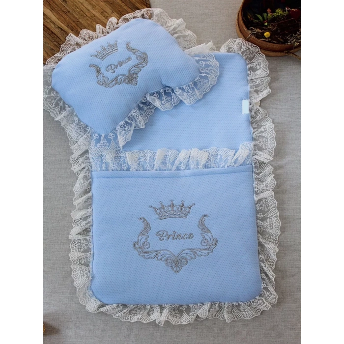 Yenidoğan Sahra Nakışlı Trilüks 2Li Alt Açma Seti Mavi