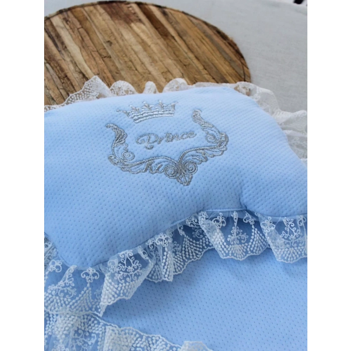 Yenidoğan Sahra Nakışlı Trilüks 2Li Alt Açma Seti Mavi