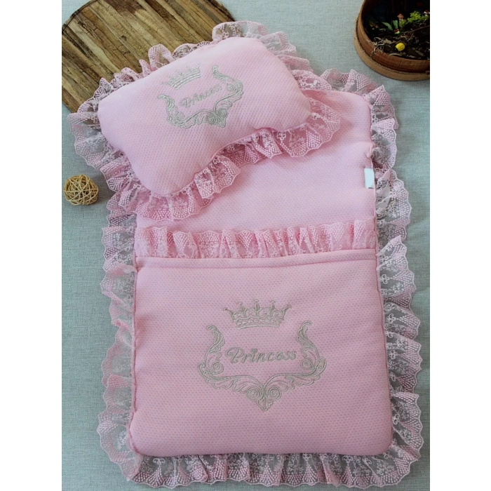 Yenidoğan Sahra Nakışlı Trilüks 2Li Alt Açma Seti Pembe