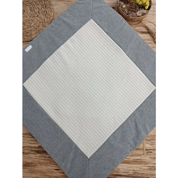 Yenidoğan Teri Nakışlı Prizma Taş Kundak Bebek Battaniyesi Krem