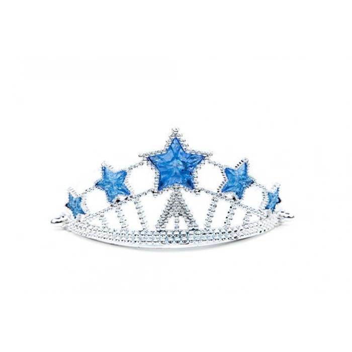 Yıldız Şekilli Elsa Prenses Kraliçe Tacı Mavi Renk Çocuk Boy 5x17 cm