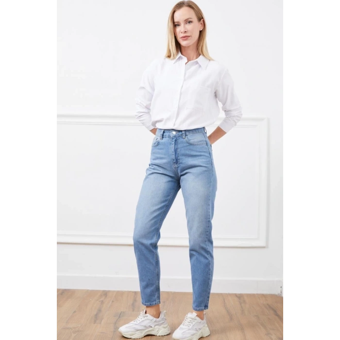 Yüksek bel mom jean pantolon