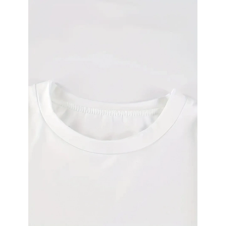 20/1 Penye Compack Baskılı Oversize Kısa Kol Bisiklet Yaka T-shirt - Beyaz
