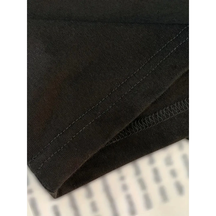 20/1 Penye Compack Baskılı Oversize Kısa Kol Bisiklet Yaka T-shirt - Siyah