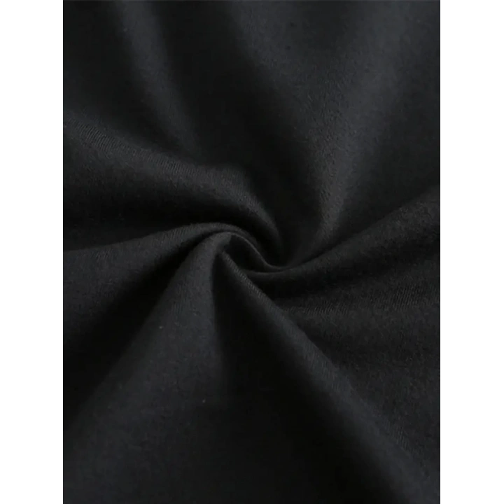 20/1 Penye Compack Baskılı Oversize Kısa Kol Bisiklet Yaka T-shirt - Siyah