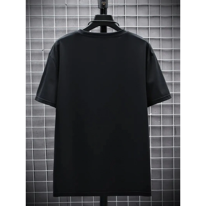 20/1 Penye Compack FUTRE Baskılı Oversize Kısa Kol Bisiklet Yaka T-shirt - Siyah