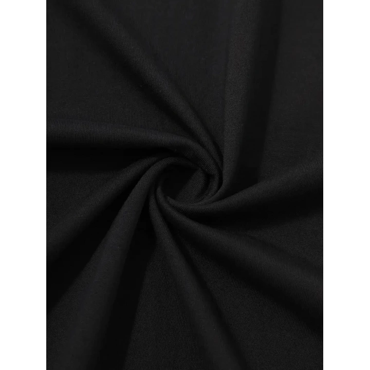 20/1 Penye Compack Palmiye Baskılı Oversize Bisiklet Yaka Kısa Kol T-shirt - Siyah