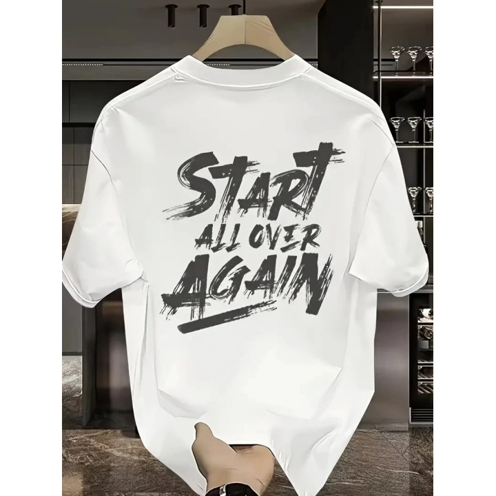 20/1 Penye Compack Start All Over Baskılı Oversize Bisiklet Yaka Kısa Kol Yazlık T-shirt - Beyaz
