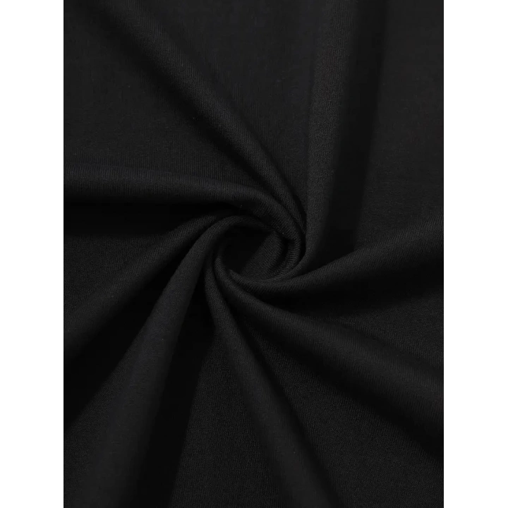 20/1 Penye Compack Uçak Baskılı Oversize Bisiklet Yaka Kısa Kol T-shirt - Siyah