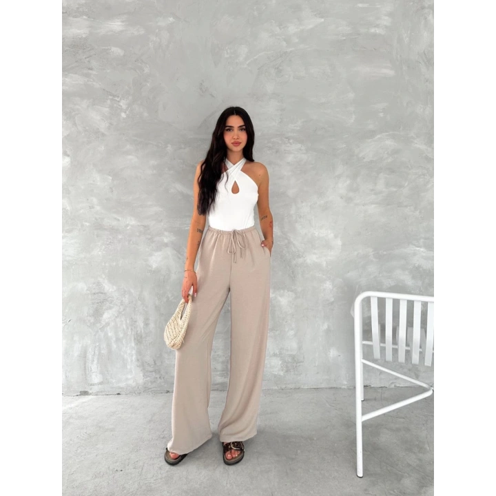 Ayrobin Oversize Kadın Pantalon - Bej