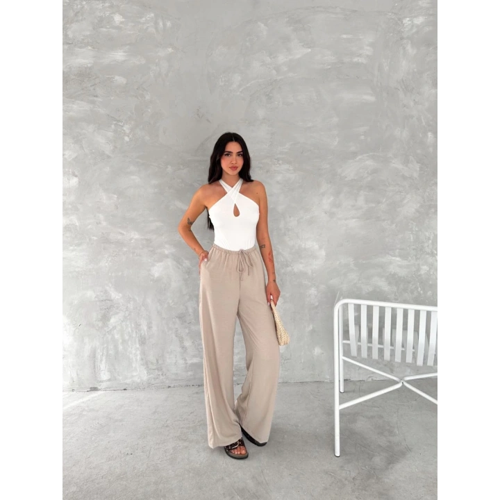 Ayrobin Oversize Kadın Pantalon - Bej