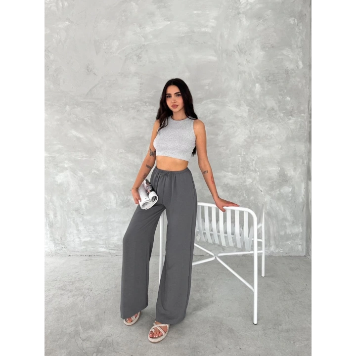 Ayrobin Oversize Kadın Pantalon - Füme