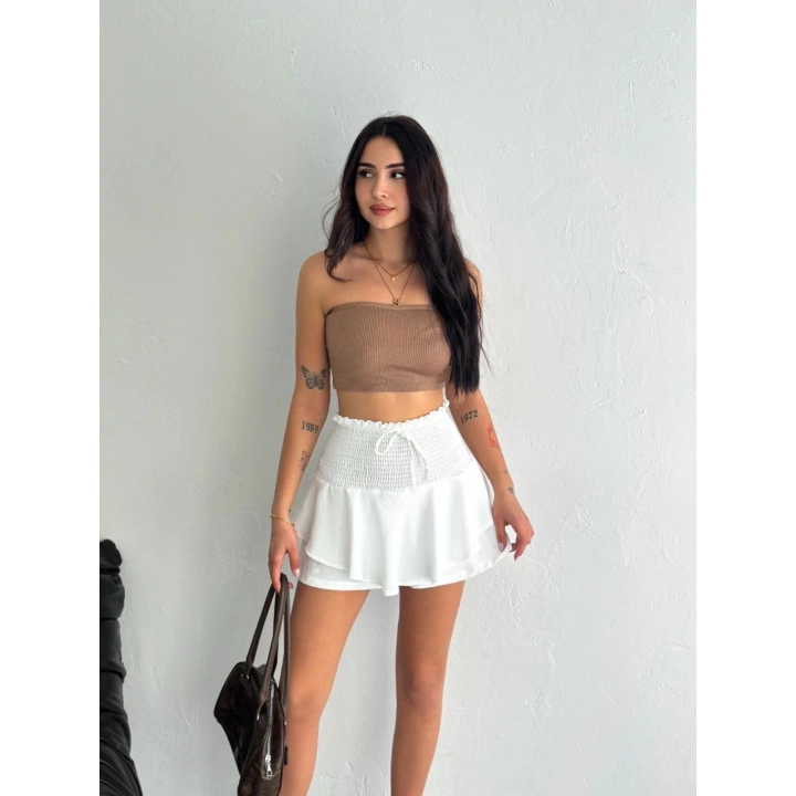 Ayrobin Şortlu Etek - Beyaz