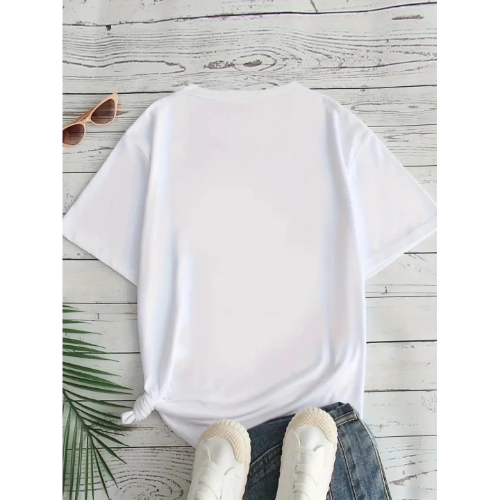 Kadın Beyaz Ive Got Your Back Grafik Tişört - Eğlenceli Çubuk Tasarımlı Oversize Günlük Kısa Kollu Tişört, Polyester Örgü, Yuvarlak Yaka, İlkbahar ve Yaz için Mükemmel, Günlük Giyim Tişört | Eğlenceli Tasarım | Polyester Kumaş - Beyaz