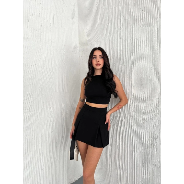 Kadın Şortlu Etek - Siyah