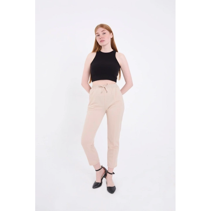 Kadın Tam Kalıp Basic Eşofman Pantolon - Bej