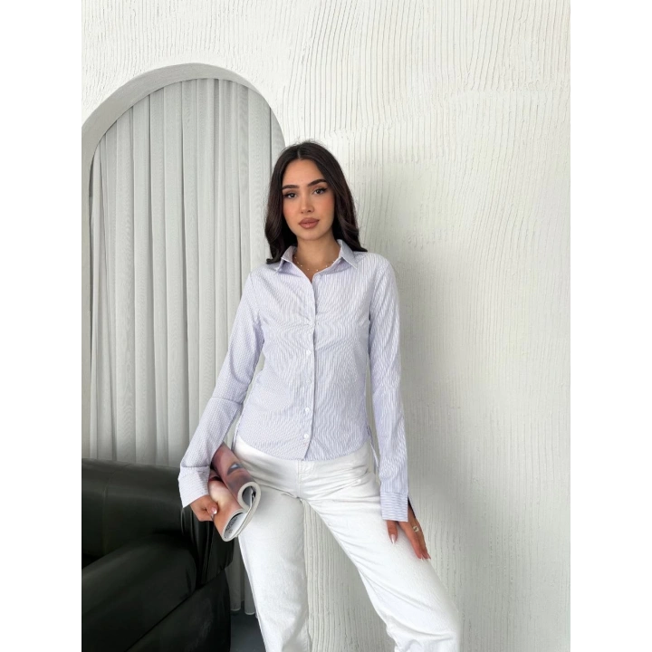 Kadın Uzun Kollu yandan Bağlama detaylı Gömlek - Beyaz
